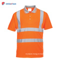 High Visibility Orange 100% Polyester Bird Eye Custom Logo Plain Dry Fit Reflective Safety Polo T-shirts With Reflective Tape
